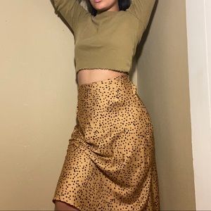 Silk leopard print mid length skirt